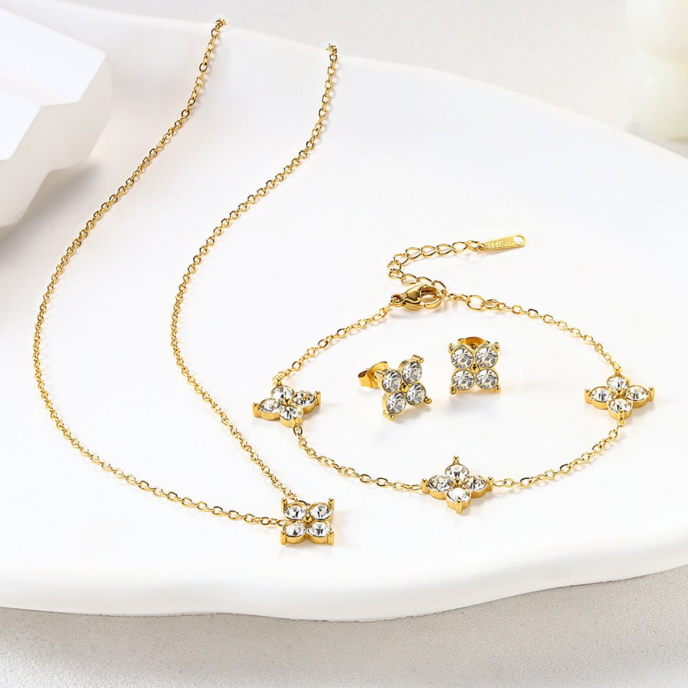 French Babys Breath Bracelet Necklace And Earrings Set - MU SHANG CO.