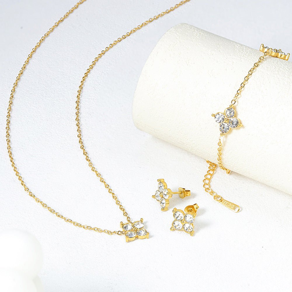 French Babys Breath Bracelet Necklace And Earrings Set - MU SHANG CO.