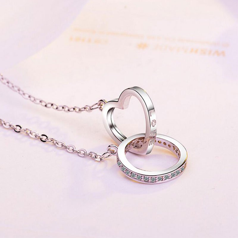 Necklace Two Ring Fashion Diamond Necklace - MU SHANG CO.