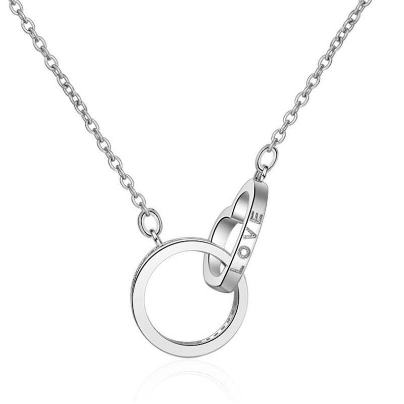 Necklace Two Ring Fashion Diamond Necklace - MU SHANG CO.