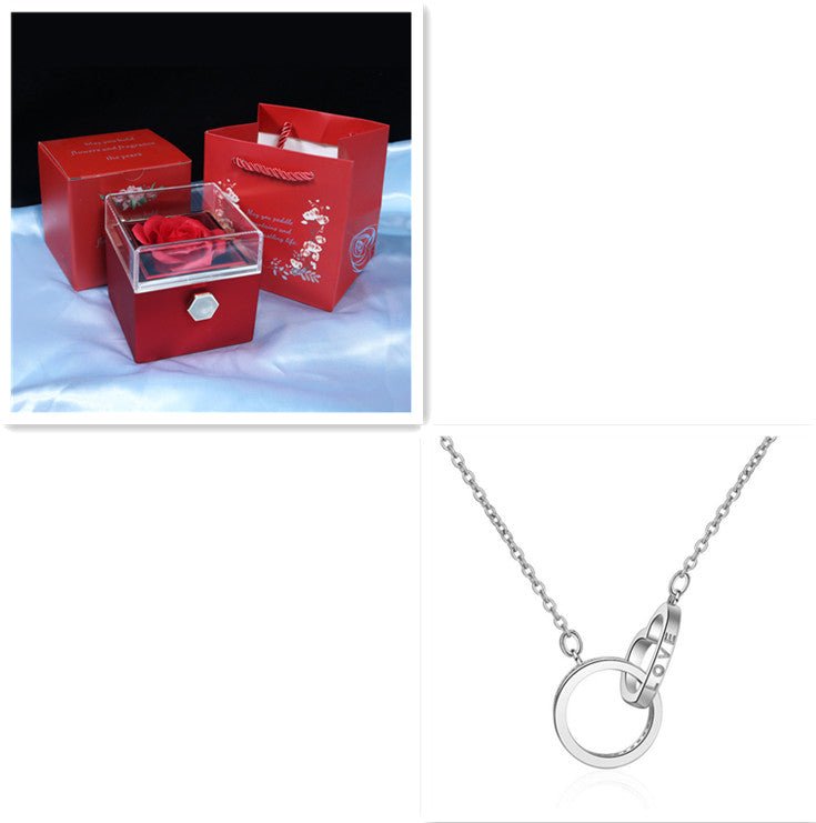 Necklace Two Ring Fashion Diamond Necklace - MU SHANG CO.