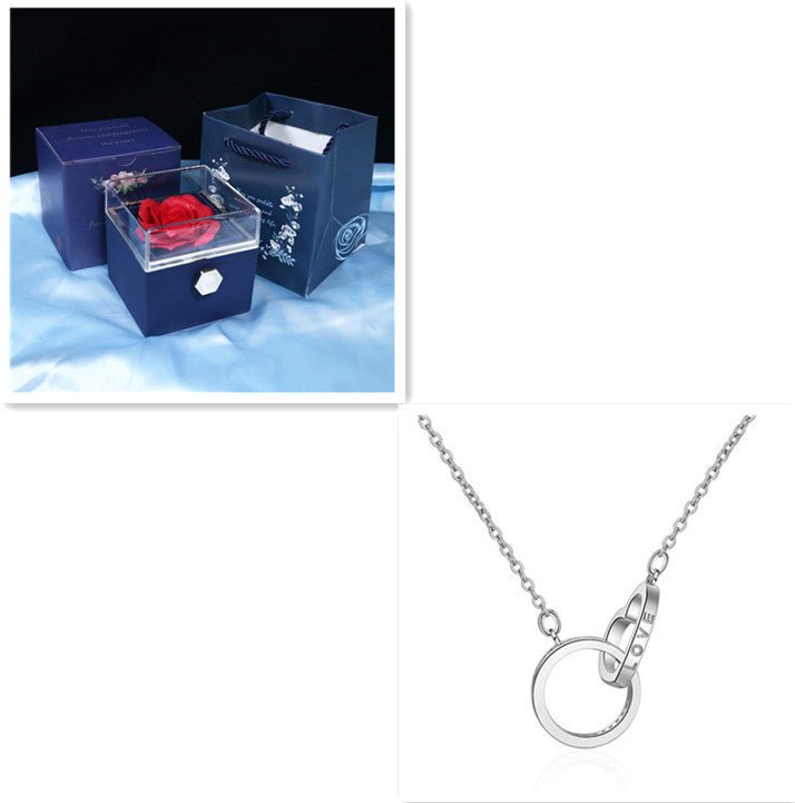 Necklace Two Ring Fashion Diamond Necklace - MU SHANG CO.