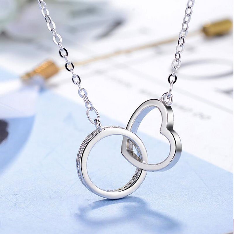 Necklace Two Ring Fashion Diamond Necklace - MU SHANG CO.