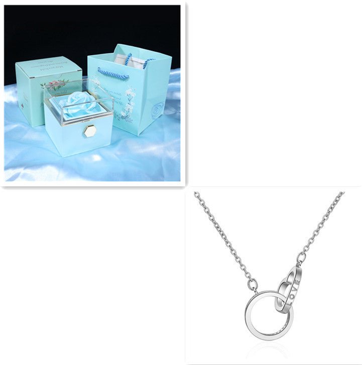 Necklace Two Ring Fashion Diamond Necklace - MU SHANG CO.