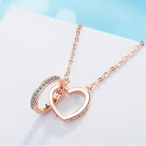 Necklace Two Ring Fashion Diamond Necklace - MU SHANG CO.