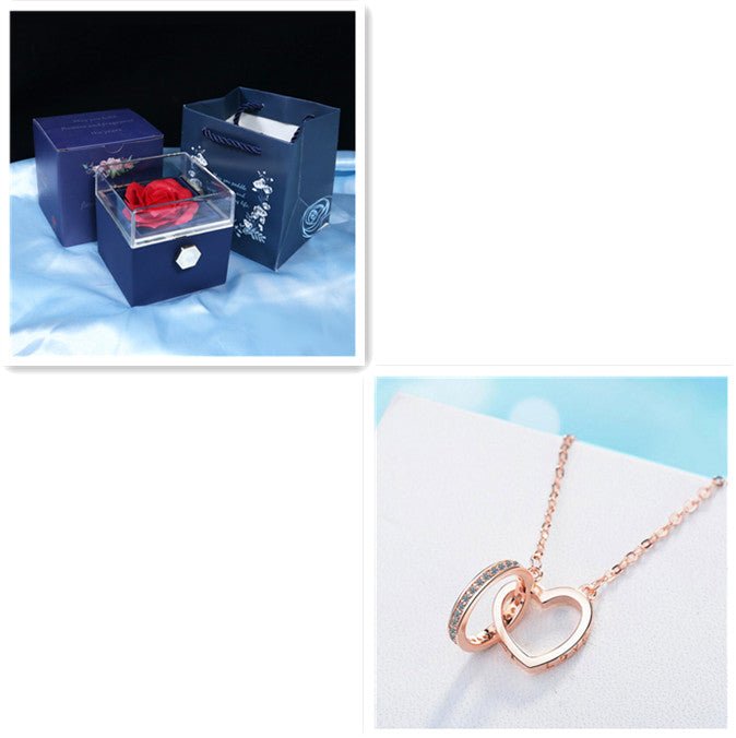 Necklace Two Ring Fashion Diamond Necklace - MU SHANG CO.