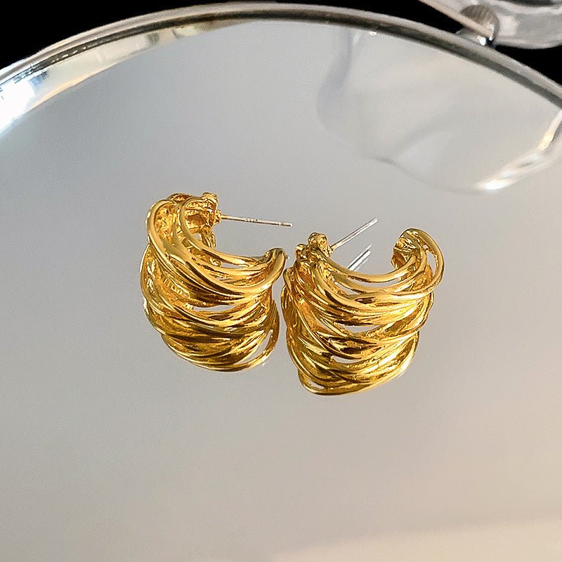 Vintage Round Flower Tassel Earrings, European American Retro Metallic Stud Earrings, Light Luxury Elegant Jewelry - MU SHANG CO.